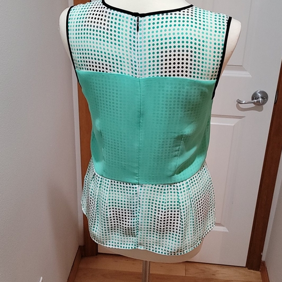 HALOGEN SMALL SLEEVELESS TOP POLK DOT MIX PRINT ZIP UP BACK MINIMALIST BLOUSE - Picture 7 of 11